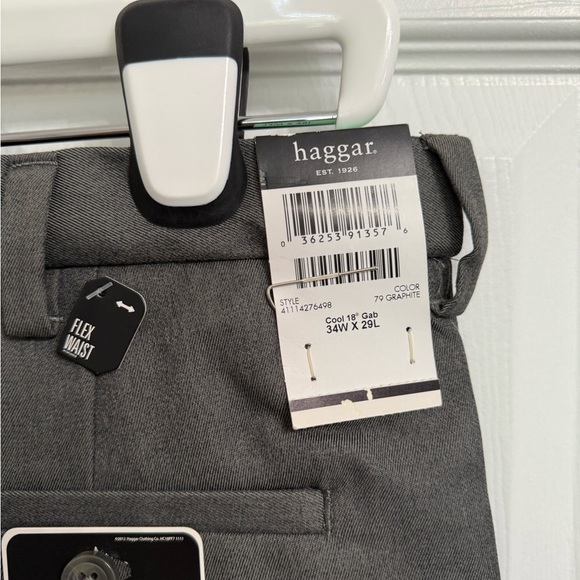 Haggar Cool 18 Pro Gabardine Straight Leg Dress Pants Men 34x29 Grey Gray NWT - Picture 4 of 6